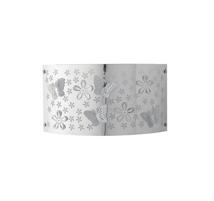 Applique in acciaio con decori floreali e farfalle in rilievo 2XE14 non incl. BUTTERFLY Applique in acciaio con decori floreali e farfalle in rilievo 2XE14 non incl. BUTTERFLY